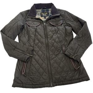 Barbour Land Rover Jacket Womens 10 US Clovencrag Quilt Full Zip Cord Collar